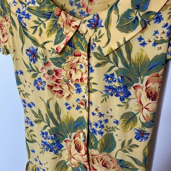 Vintage Y2K Donna Ricci Floral Midi Dress With Bow Tie Back & Pleated Skirt M - Picture 6 of 14